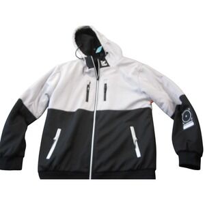 RGSTR Jacket Mens Large Black Gray Sherpa Lined Hooded Softshell Full Zip